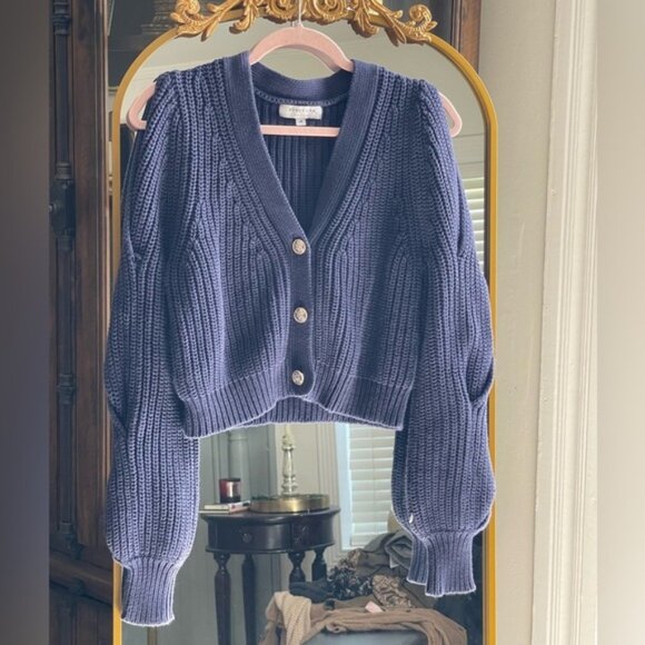 Derek Lam 10 Crosby x RTR Navy Blue Braided Cardigan Sweater with Gold Buttons - Picture 1 of 12